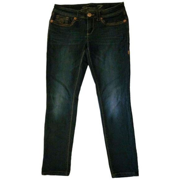 Seven7 Women's Dark Wash Mid Rise Cotton-Blend Skinny Jeans Size 10 - Picture 2 of 14